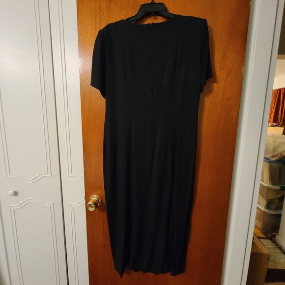 John Roberts Long Black Short Sleeve Dress Size 14 - Picture 2 of 3